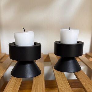 Black metal Candle Holders - Set of 2